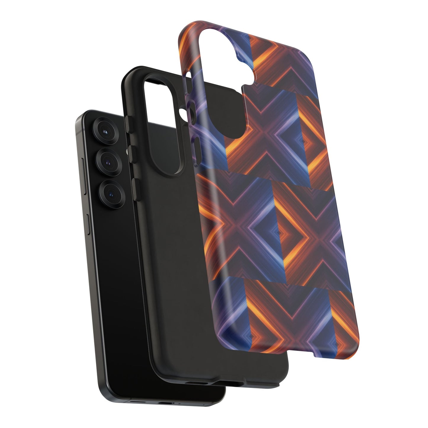 Stylish Tough Phone Case With Blue & Orange Abstract Design