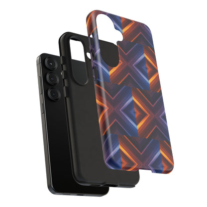 Stylish Tough Phone Case With Blue & Orange Abstract Design