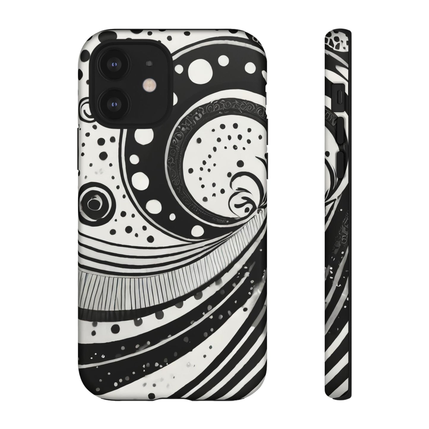 Artistic Black & White Swirl Tough Phone Case