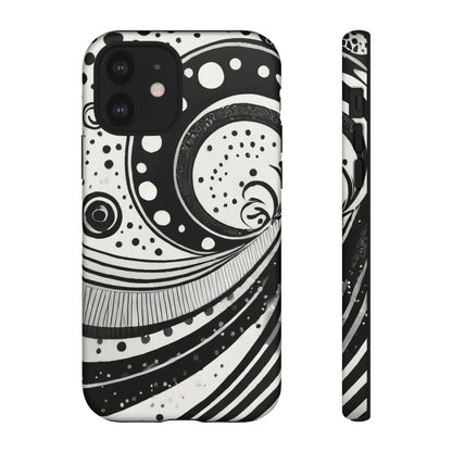 Artistic Black & White Swirl Tough Phone Case