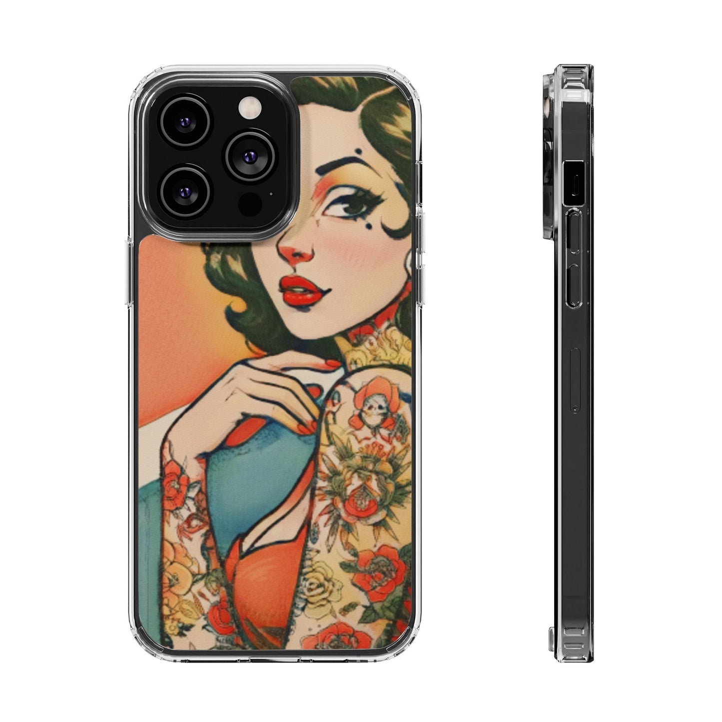 Retro Pin Up Clear Phone Case