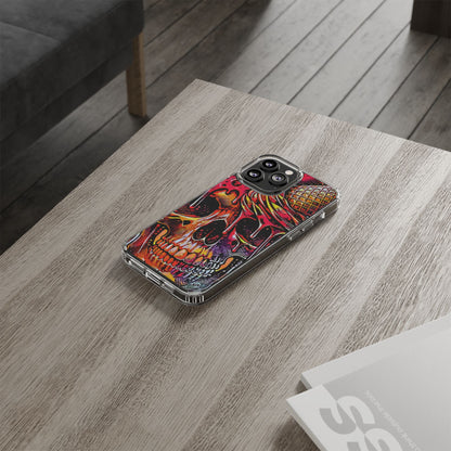 Neon Ice Cream Skull Clear Phone Case
