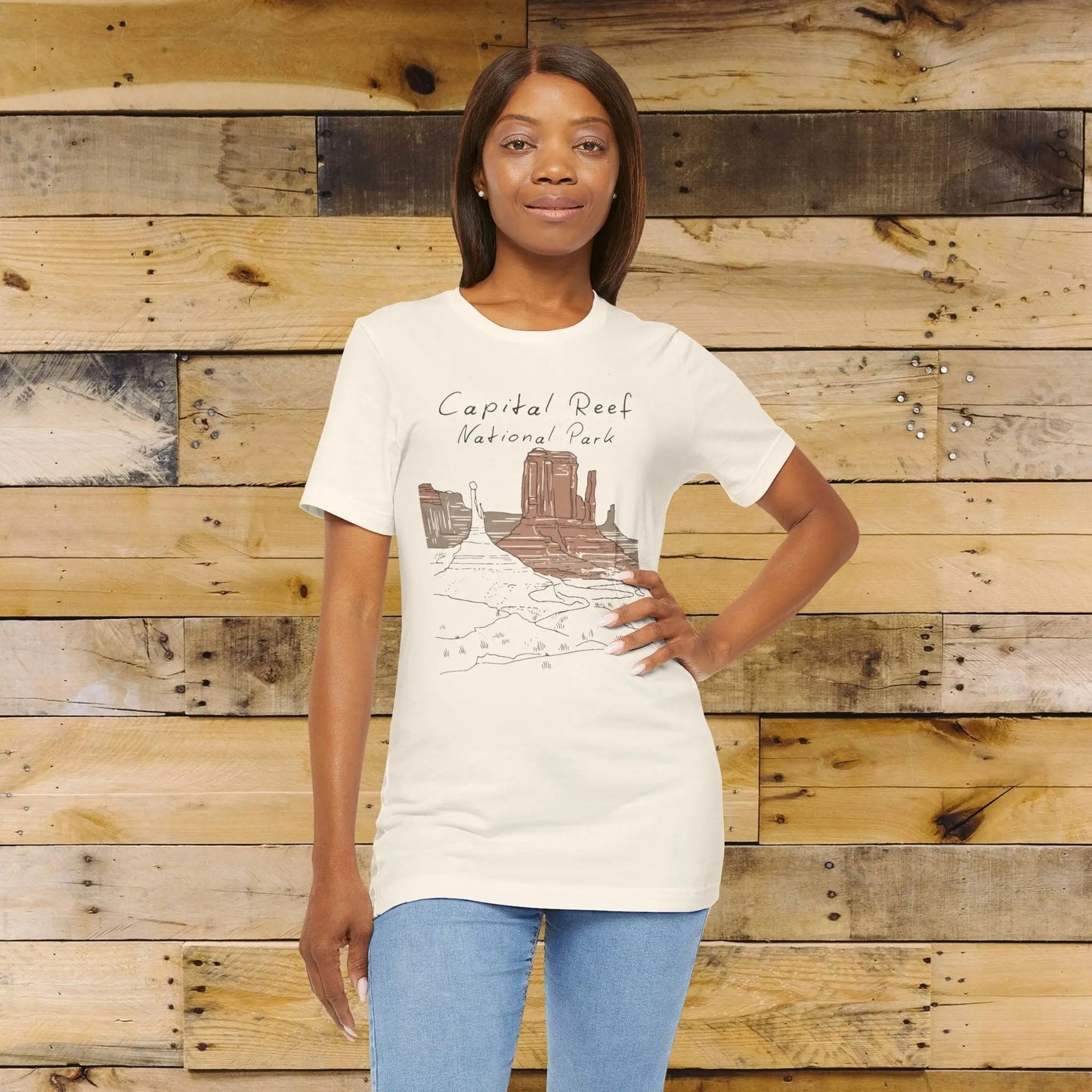 Capitol Reef National Park Unisex Fit Soft T-Shirt Line Art