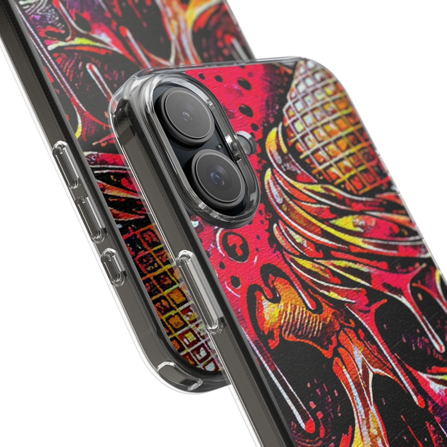 Neon Ice Cream Skull Clear Phone Case