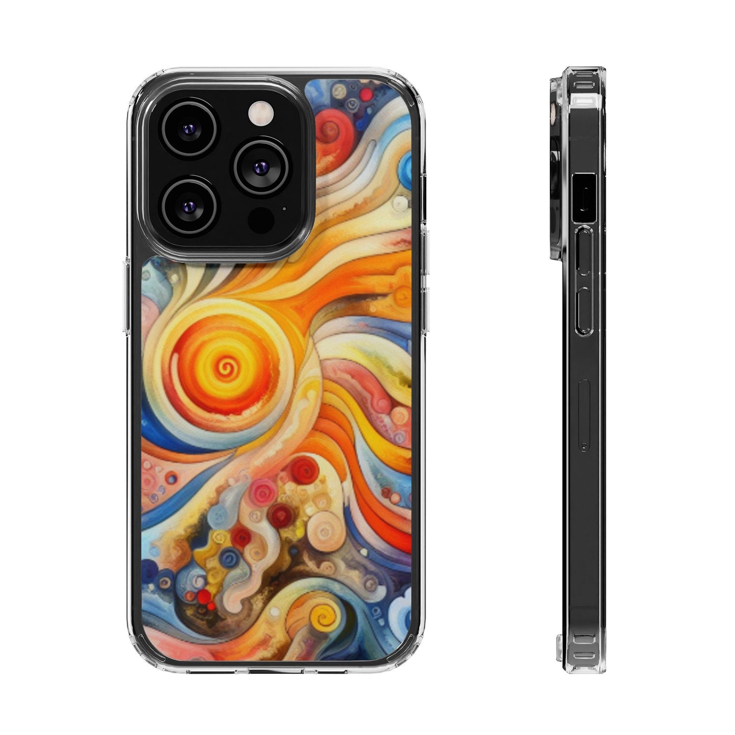 Colorful Abstract Swirl Clear Phone Case