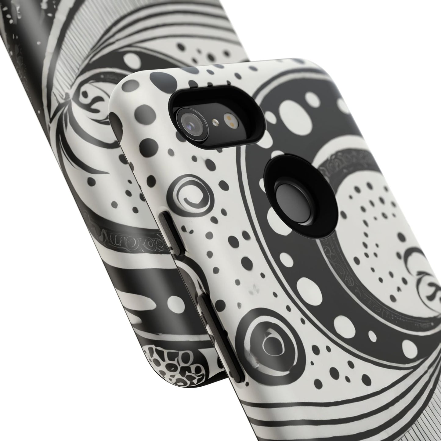 Artistic Black & White Swirl Tough Phone Case