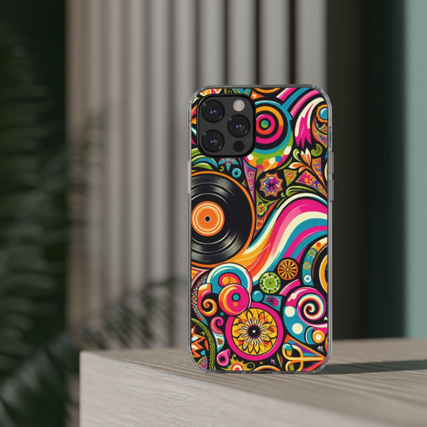 Colorful Vinyl Record Clear Phone Case