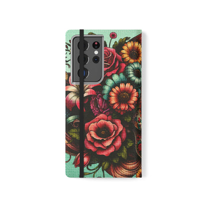 Sugar Skull Flip Wallet Phone Case