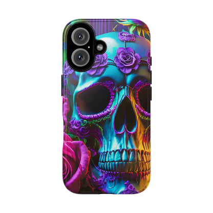 Neon Skull and Roses Vibrant Tough Phone Case