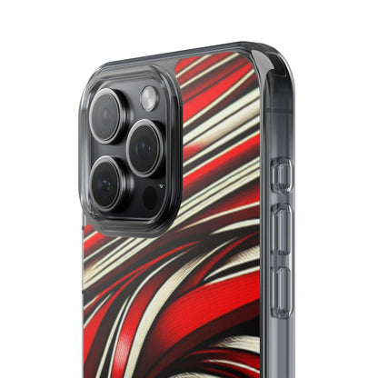 Red & White Swirl Abstract Clear Phone Case