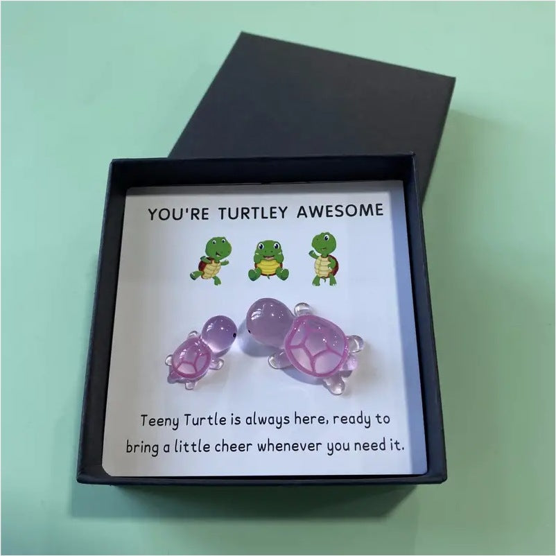 "You're Turtley Awesome" Mini Glass Turtle Keepsake Gift Set