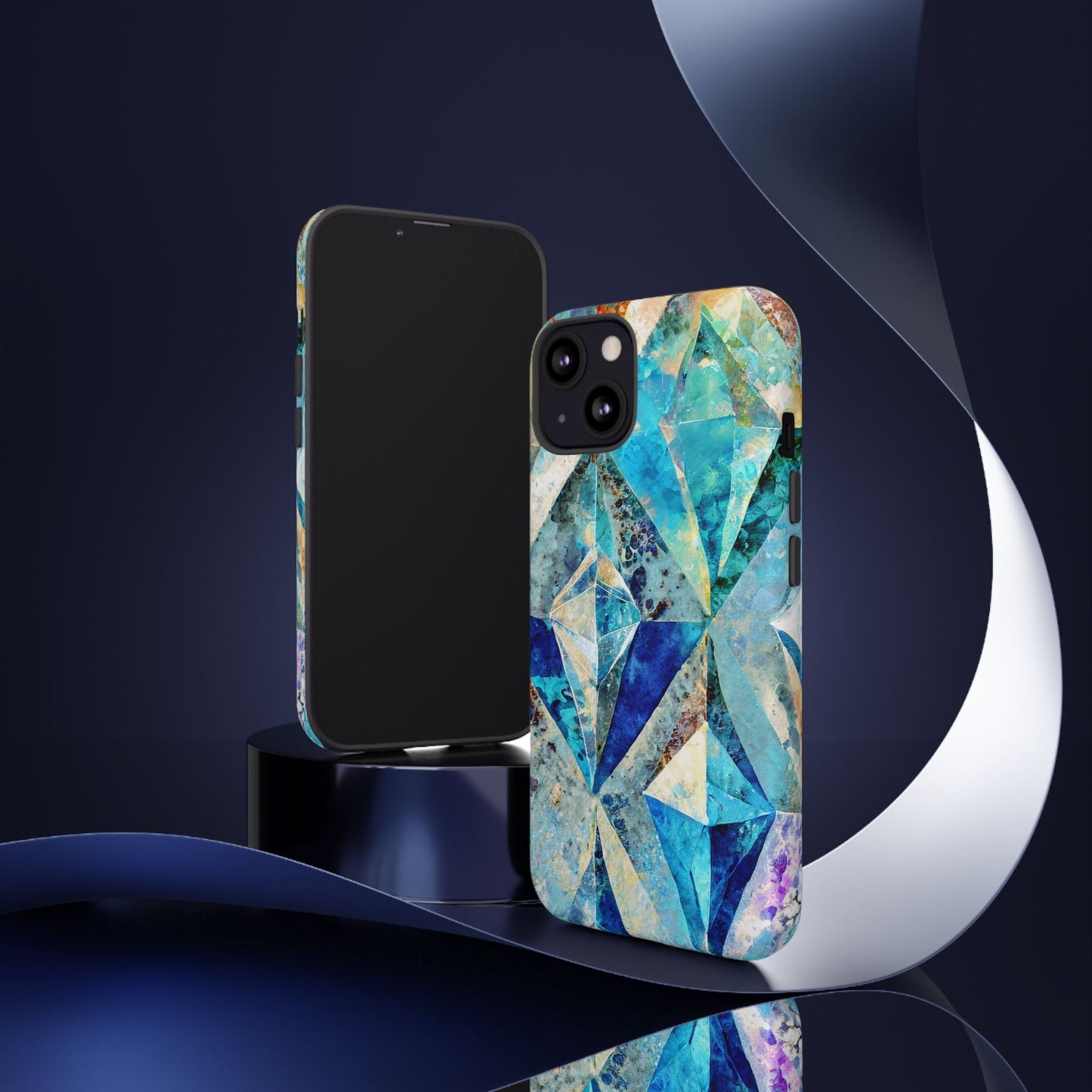 Diamond Blue Abstract Tough Phone Case