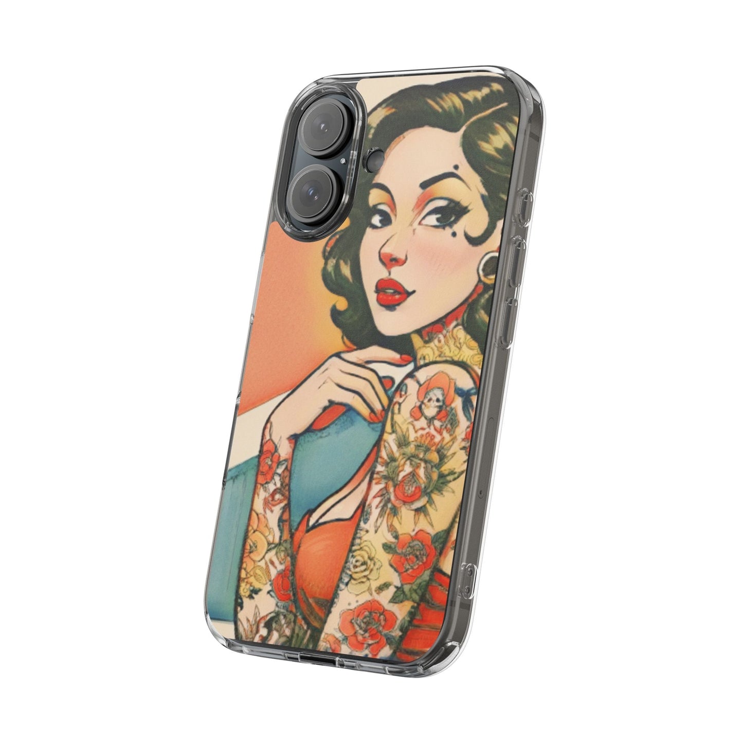 Retro Pin Up Clear Phone Case