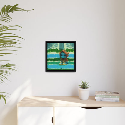 Baby Dragon Jam Aqua Matte Canvas with Black Frame