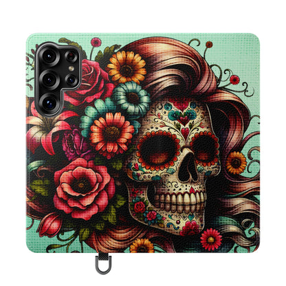 Sugar Skull Flip Wallet Phone Case