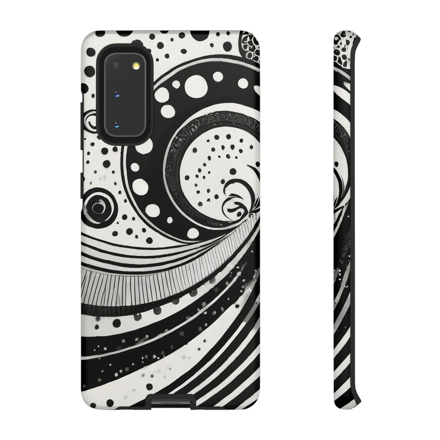 Artistic Black & White Swirl Tough Phone Case