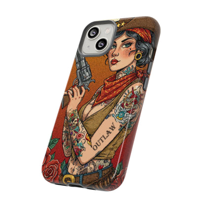 Vintage Western Tough Phone Case with Outlaw Design