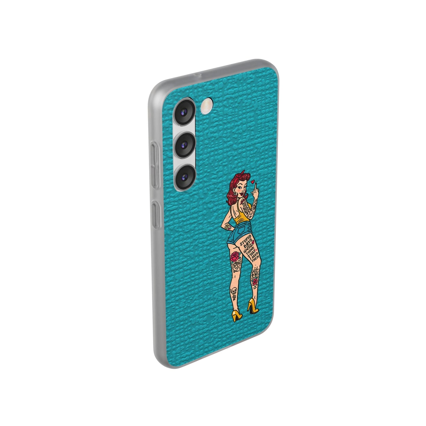 Sassy Pin-Up Stupid Boys Teal Flexi Phone Case