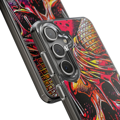 Neon Ice Cream Skull Clear Phone Case