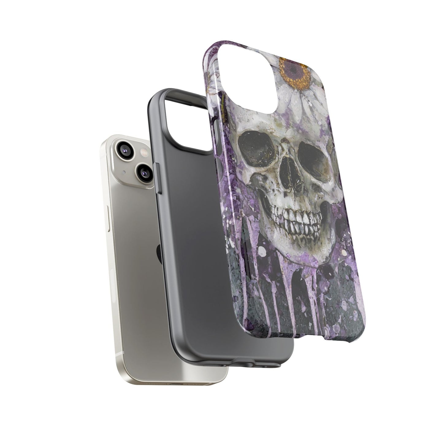Plum Skull and Daisy Tough Phone Case