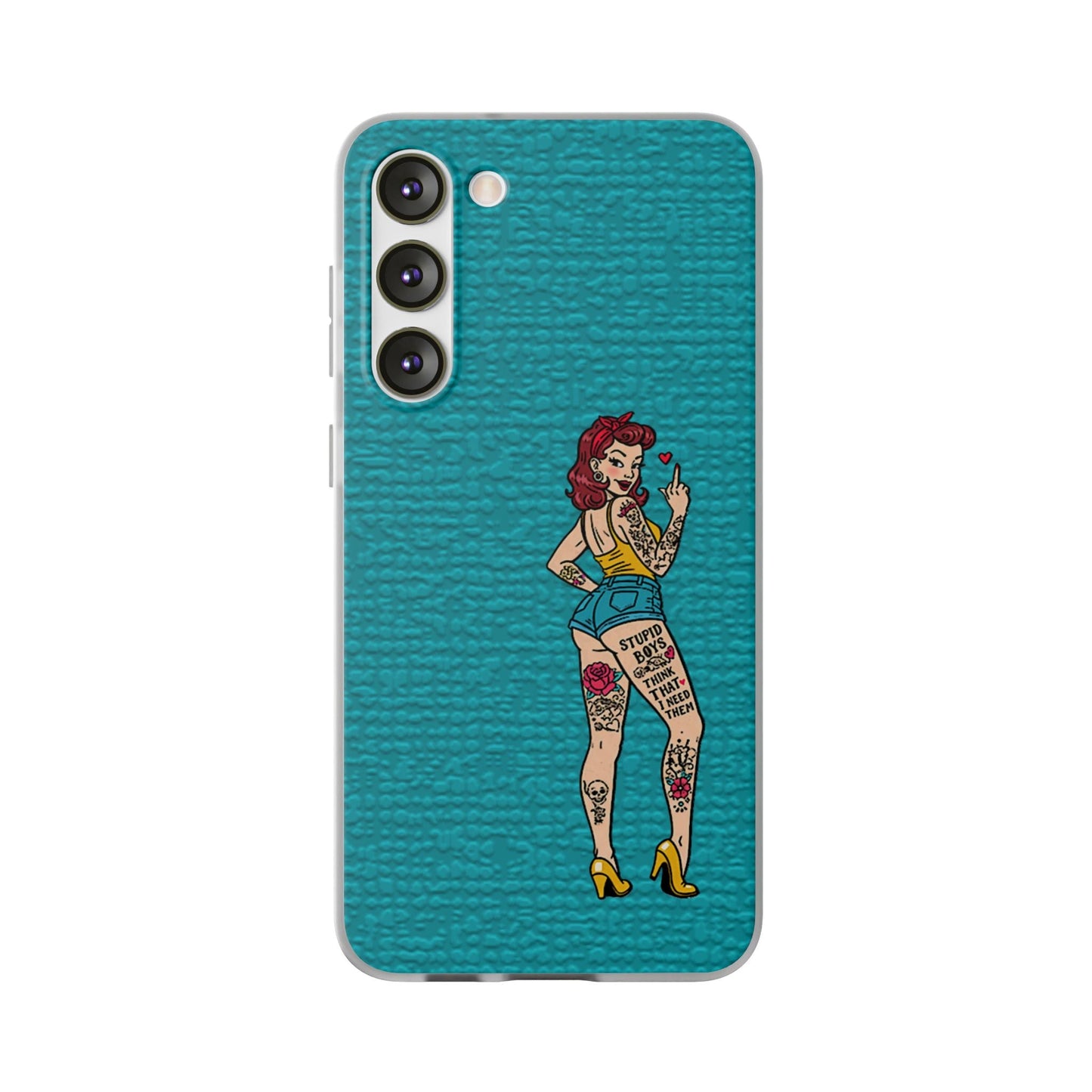 Sassy Pin-Up Stupid Boys Teal Flexi Phone Case