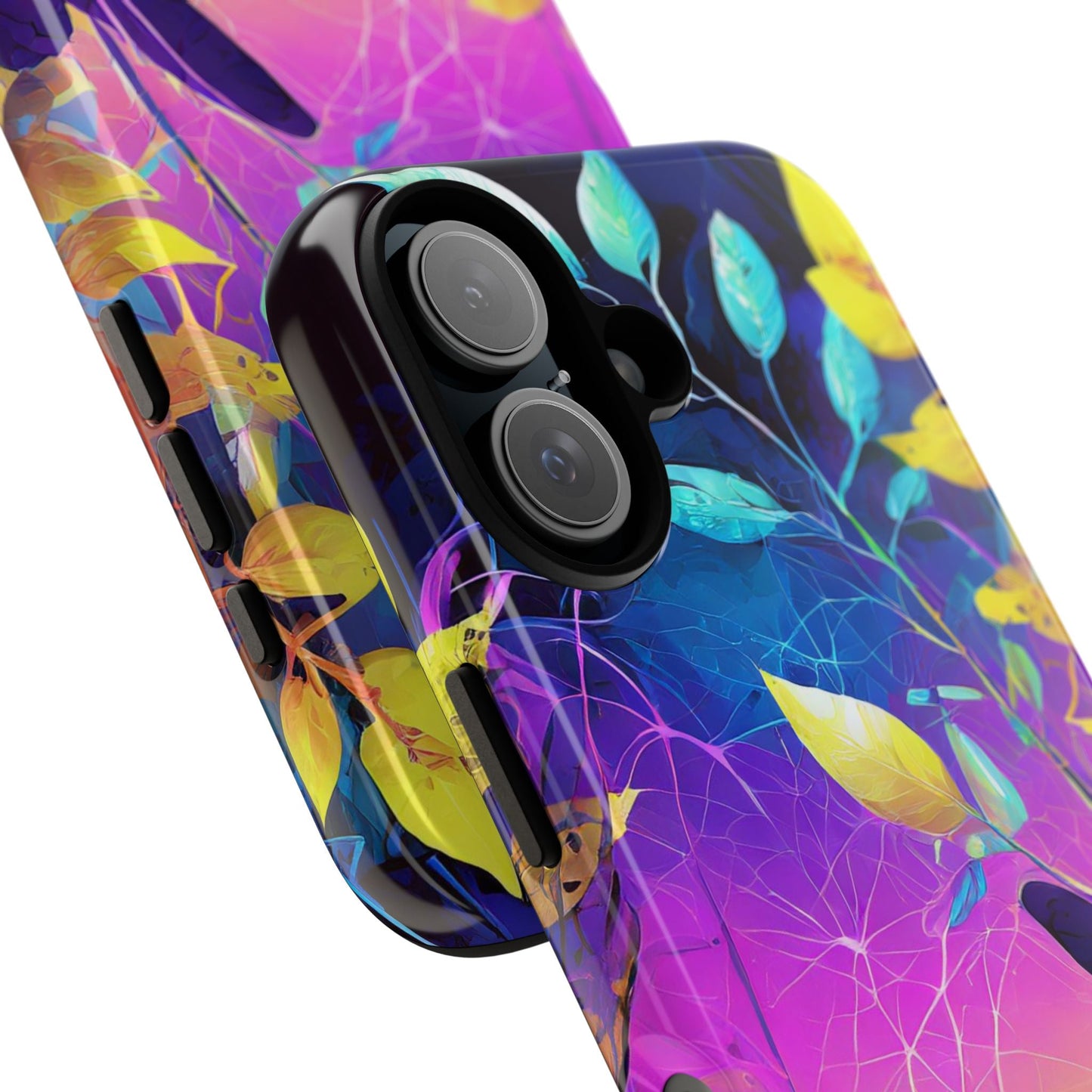 Artistic Vibrant Neon Floral Leaf Tough Phone Case