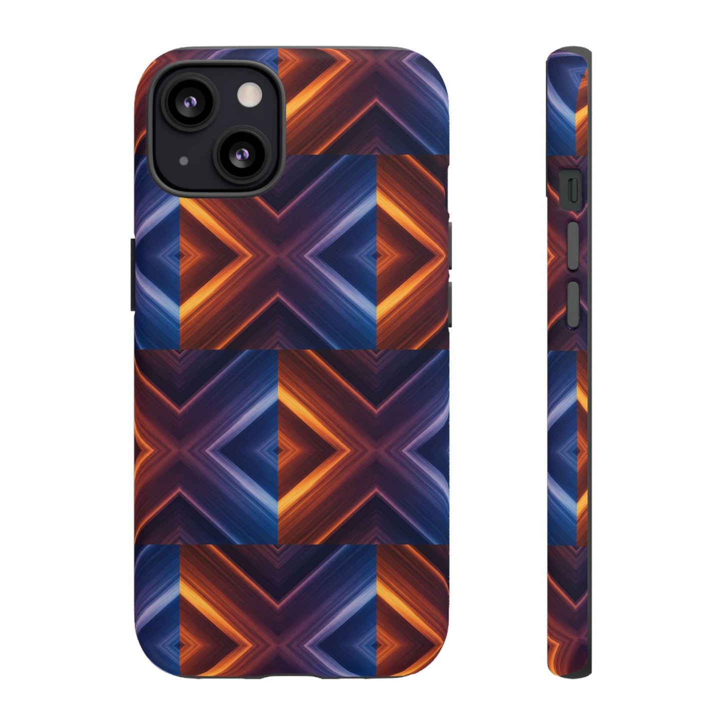 Stylish Tough Phone Case With Blue & Orange Abstract Design