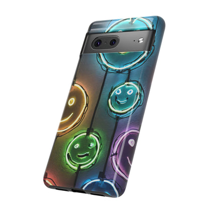 Colorful Neon Smiley Face Phone Case - Tough & Stylish Protection