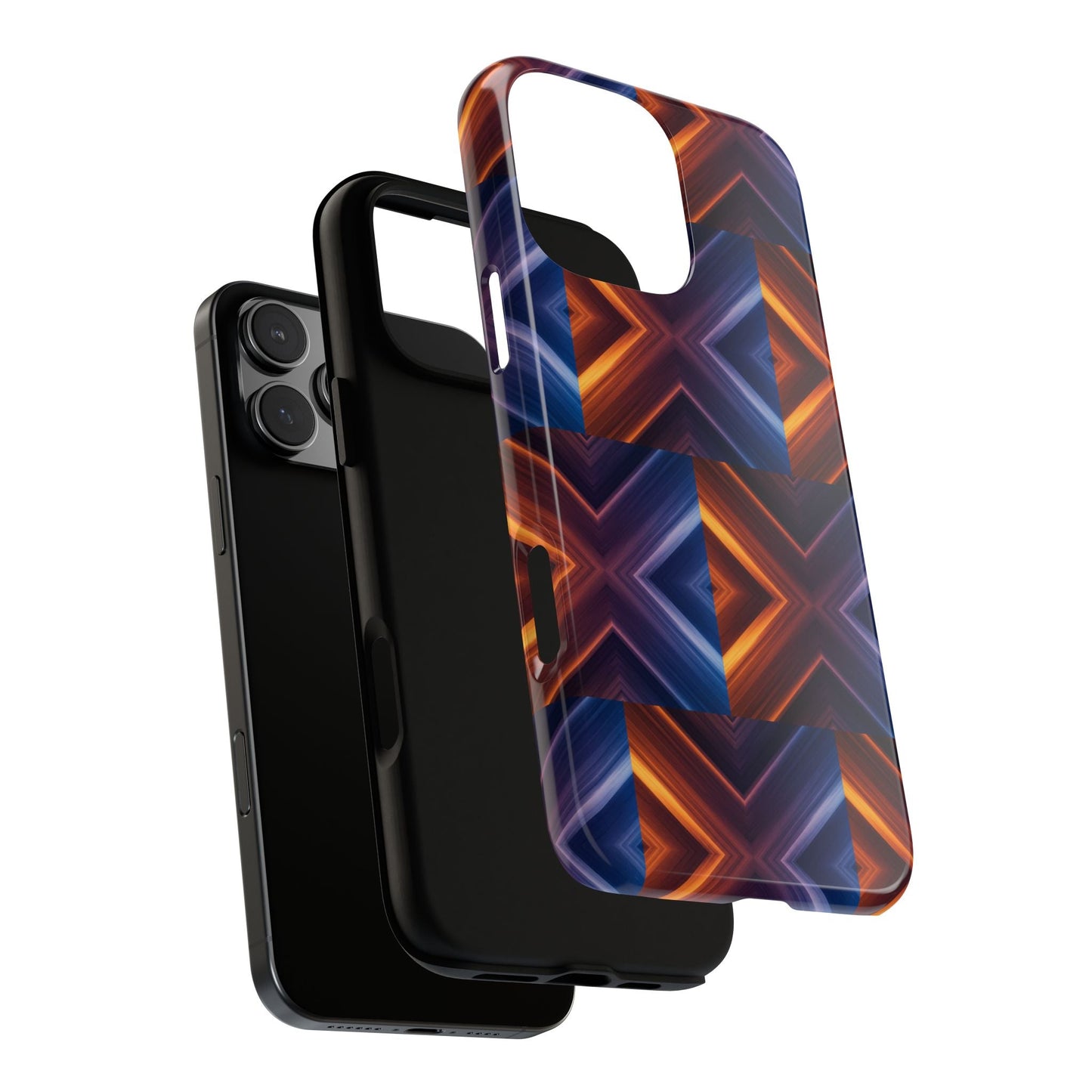 Stylish Tough Phone Case With Blue & Orange Abstract Design