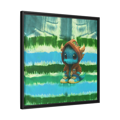 Baby Dragon Jam Aqua Matte Canvas with Black Frame