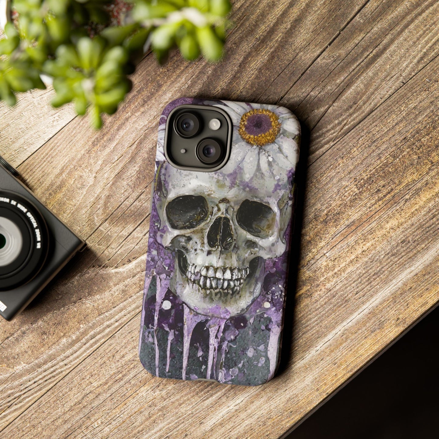 Plum Skull and Daisy Tough Phone Case