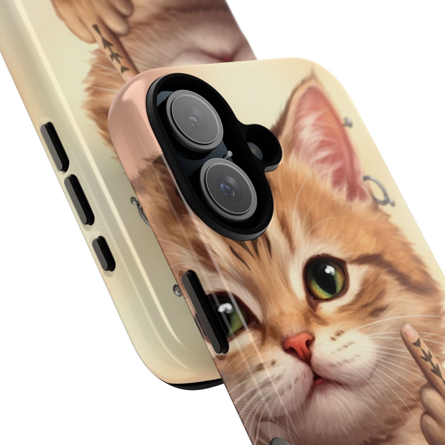 Evil Kitty Giving the Bird Tough Phone Case