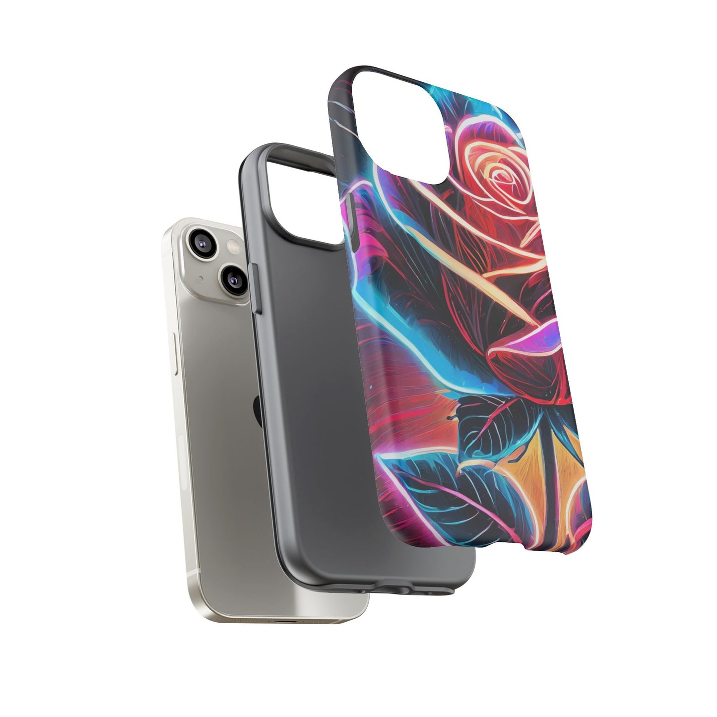 Artistic Neon Rose Tough Phone Case