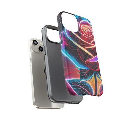Artistic Neon Rose Tough Phone Case