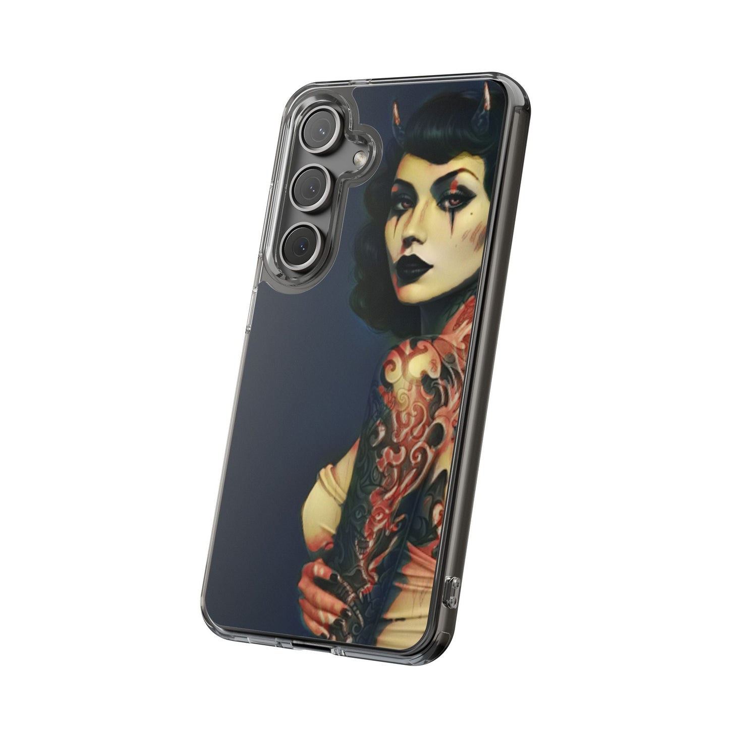 Gothic Devilish Tattooed Beauty Clear Phone Case