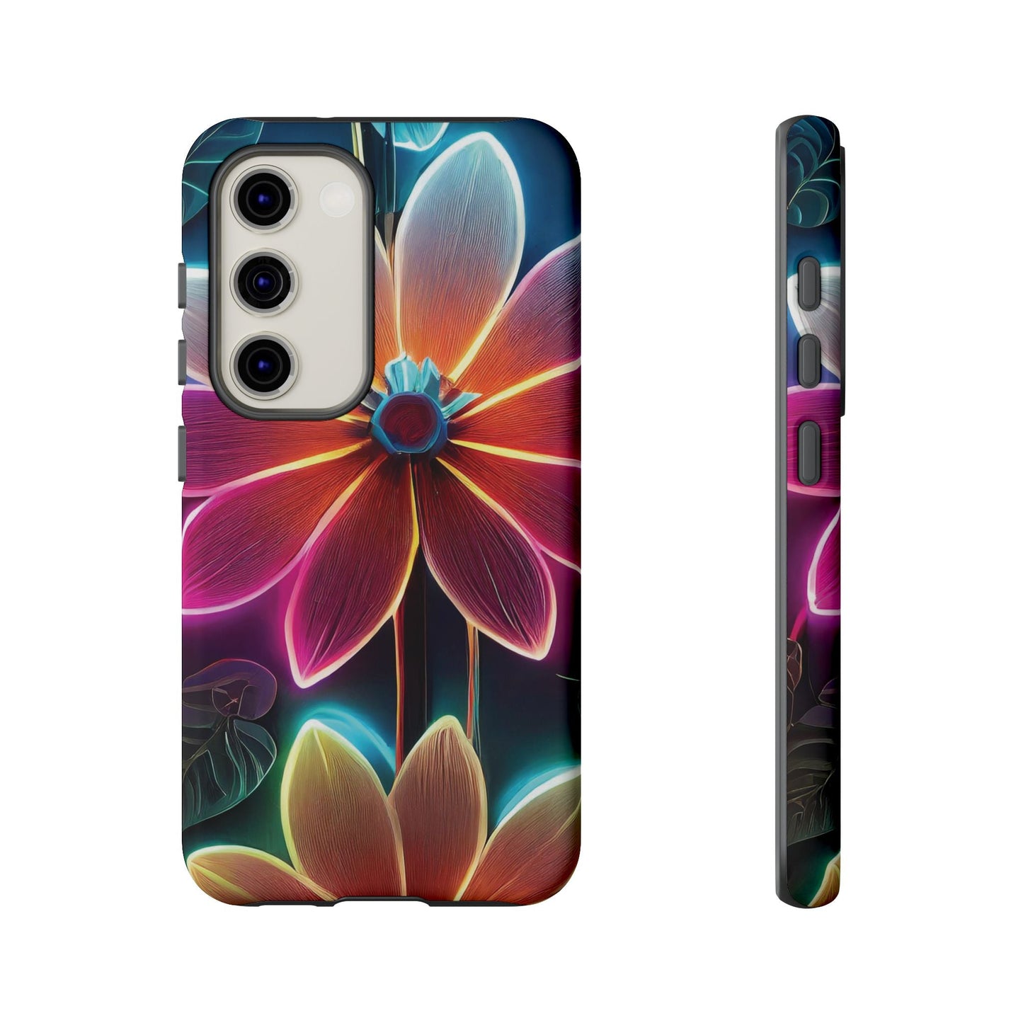 Vibrant Neon Flowers Tough Phone Case