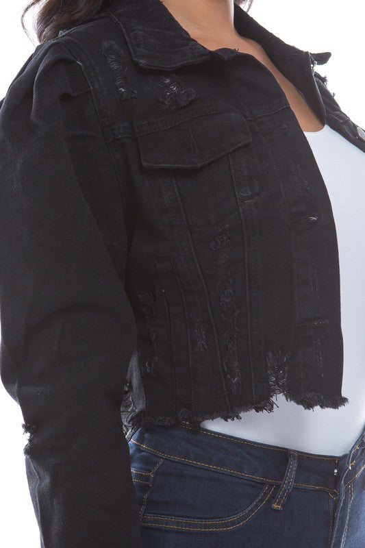 WOMEN FASHION DENIM CROP JACKET
