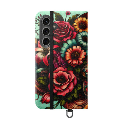 Sugar Skull Flip Wallet Phone Case