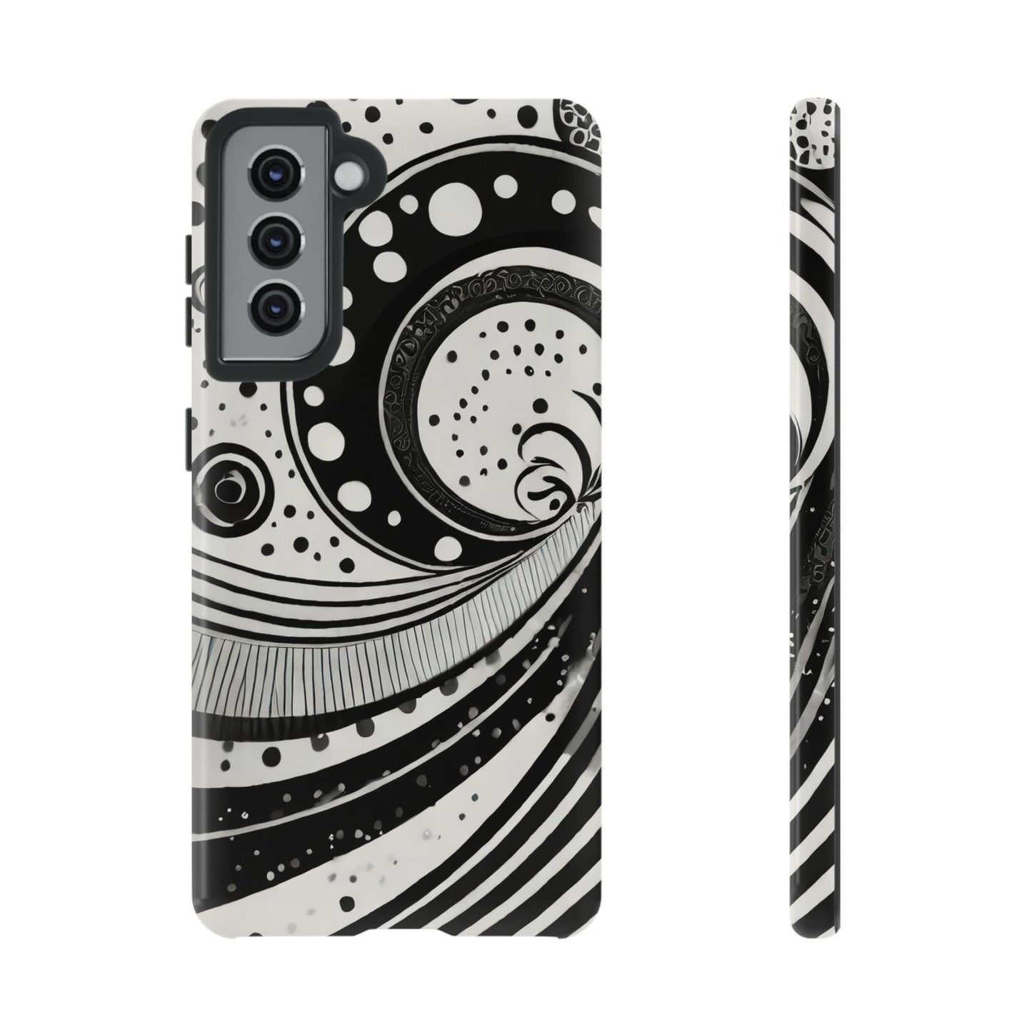 Artistic Black & White Swirl Tough Phone Case
