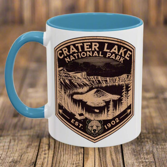 Crater Lake Accent Coffee Mug 11oz 15oz National Park Scenic Bear Shield