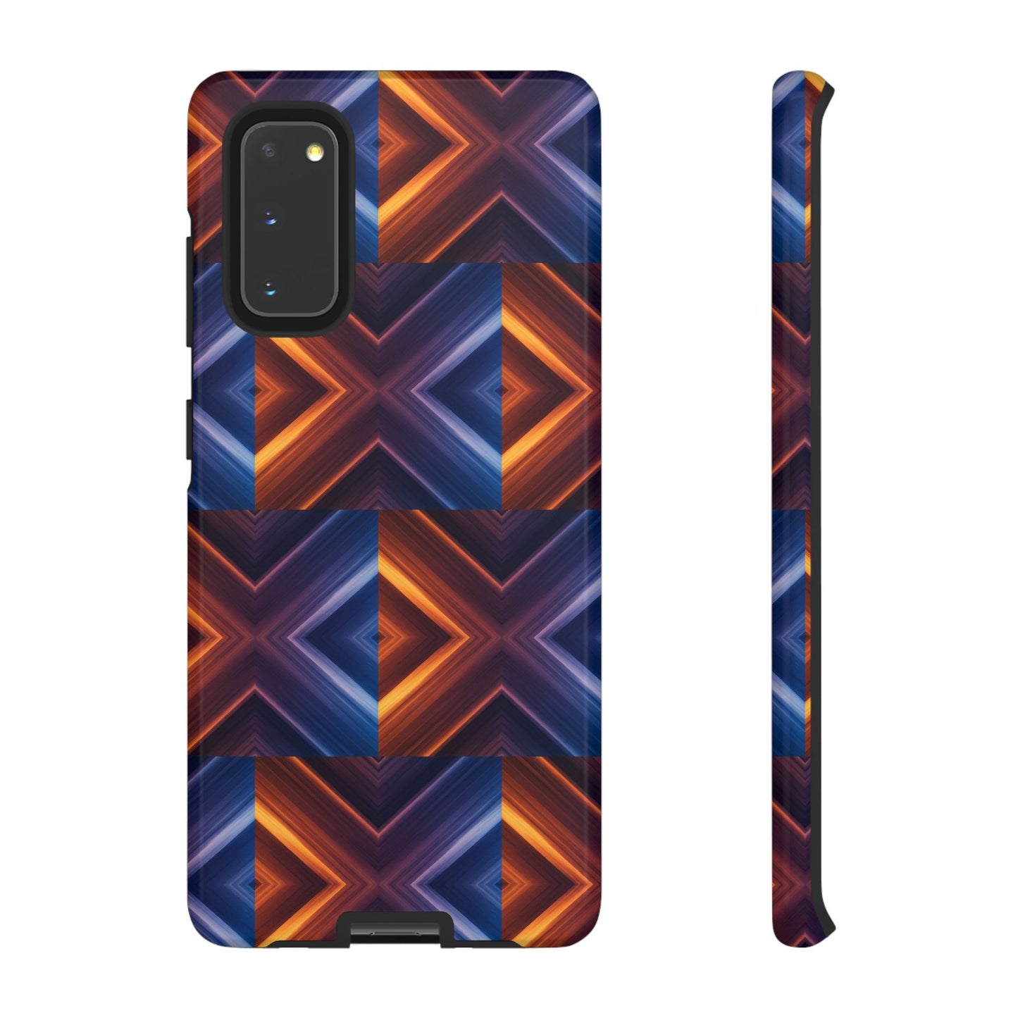 Stylish Tough Phone Case With Blue & Orange Abstract Design