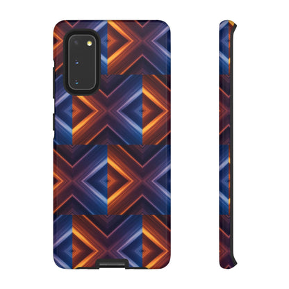 Stylish Tough Phone Case With Blue & Orange Abstract Design