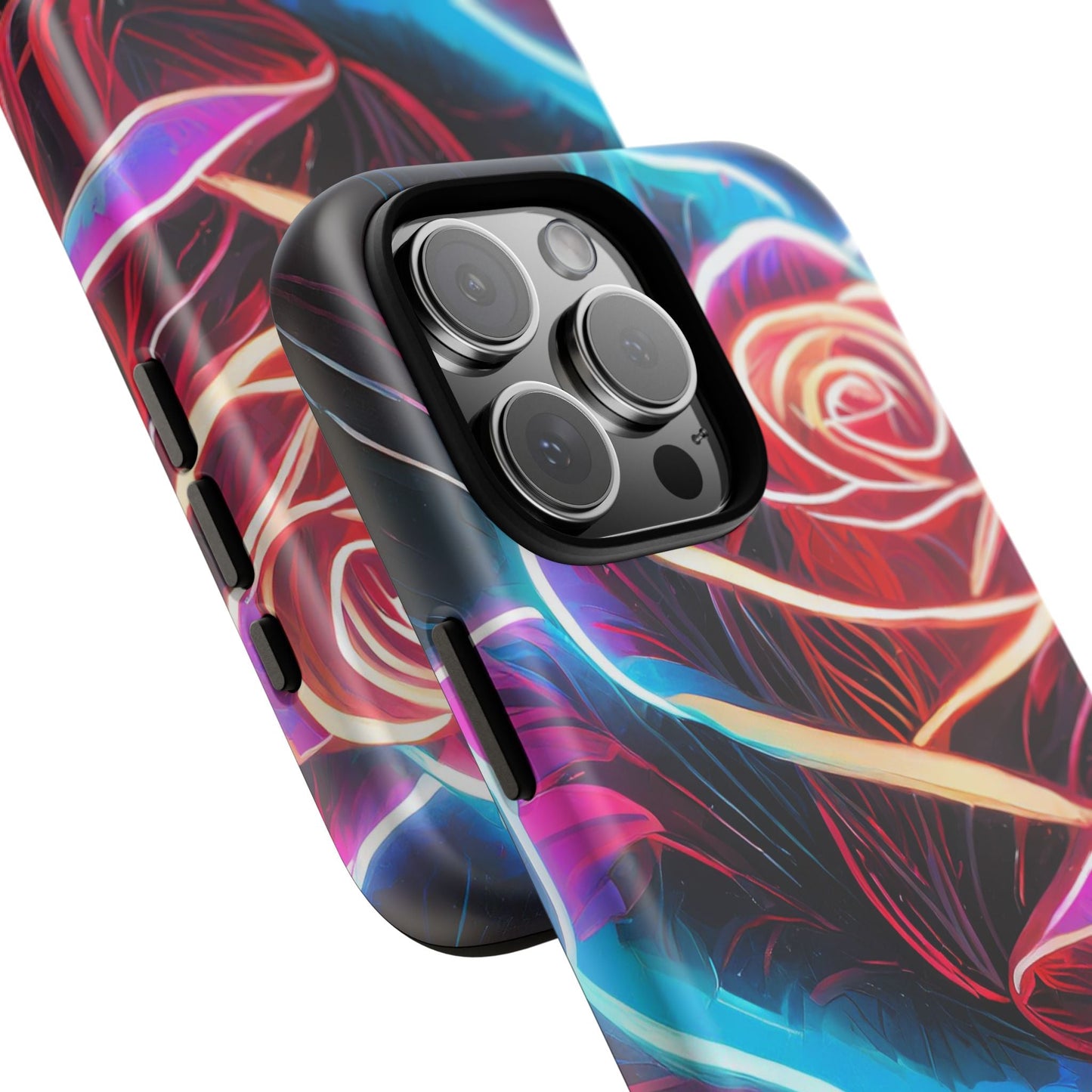 Artistic Neon Rose Tough Phone Case