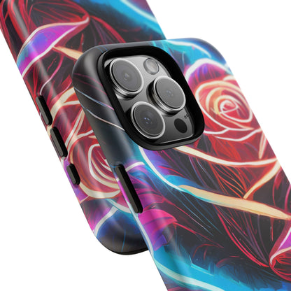 Artistic Neon Rose Tough Phone Case