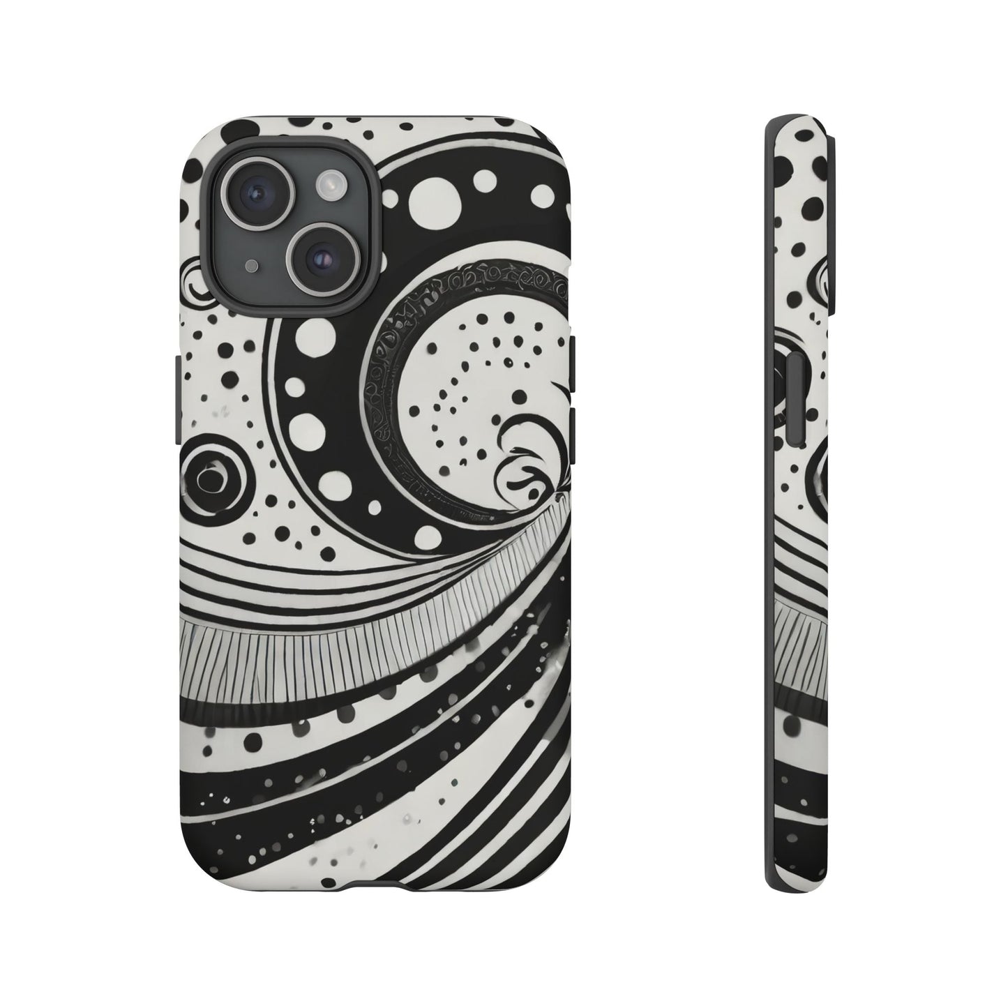 Artistic Black & White Swirl Tough Phone Case