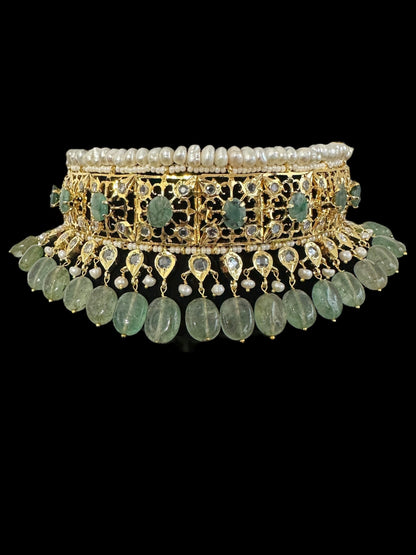 BR498 Insia bridal jadavi lacha satlada set in emeralds , ( READY TO SHIP )