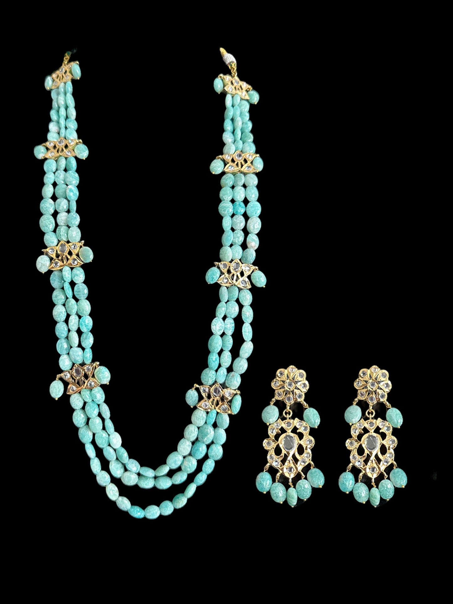 DLN65 turquoise  beads Rani haar with earrings ( READY TO SHIP )