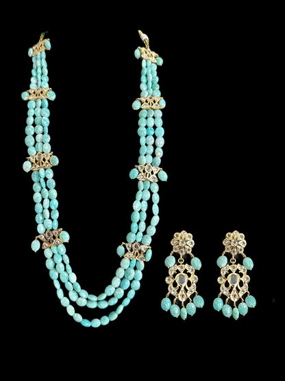 DLN65 turquoise  beads Rani haar with earrings ( READY TO SHIP )