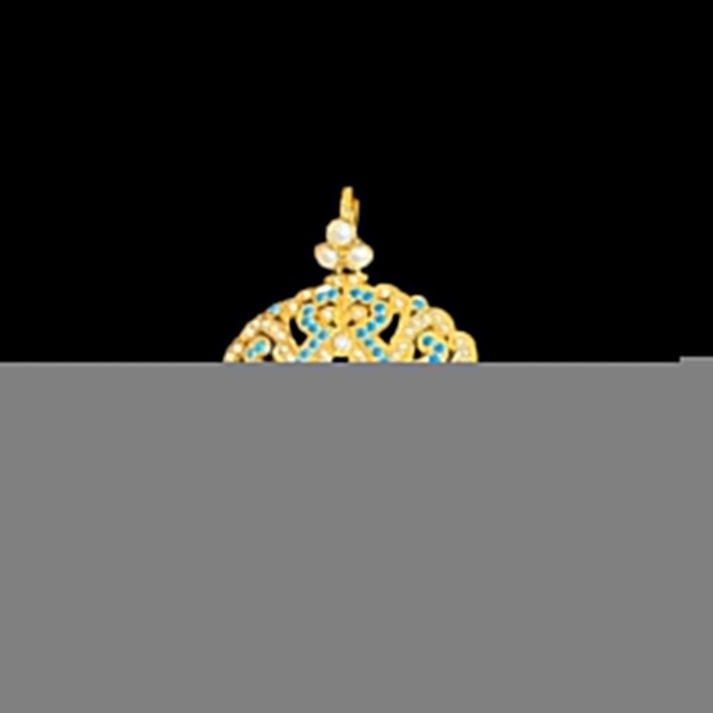 Turquoise and pearl gold plated silver pendant set ( READY TO SHIP )