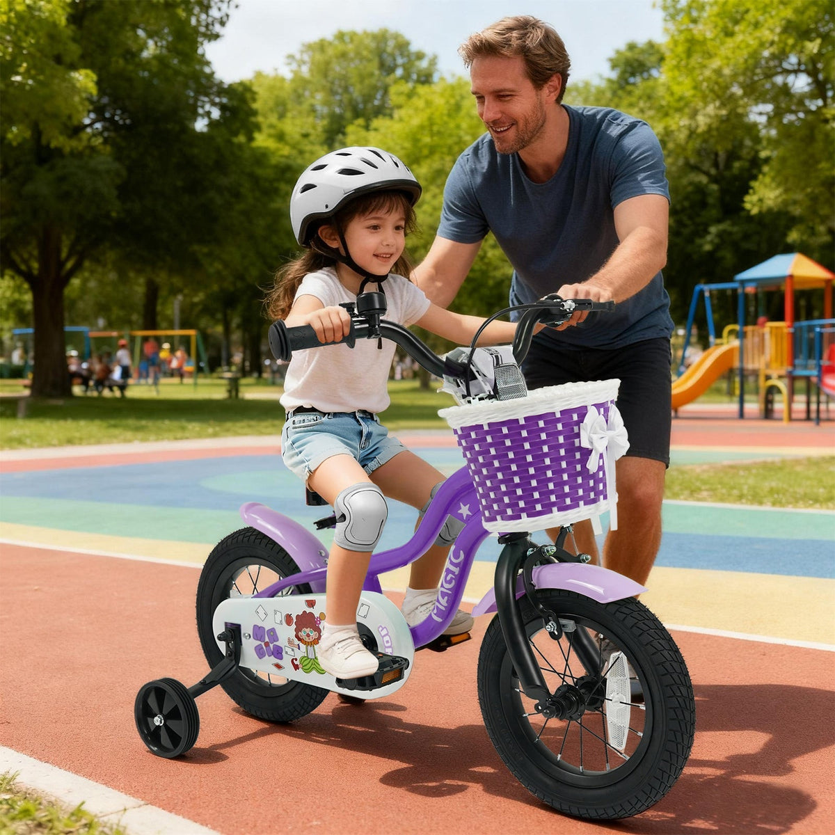 Kids Bike with Training Wheels 12-18 Inch - Purple